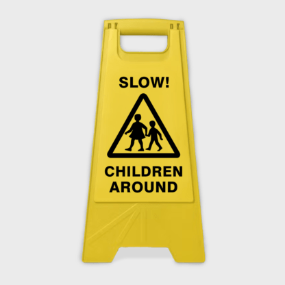 Slow Children Around A-frame Sign