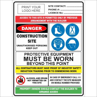 Construction Site Combination Sign - Discount Safety Signs New Zealand