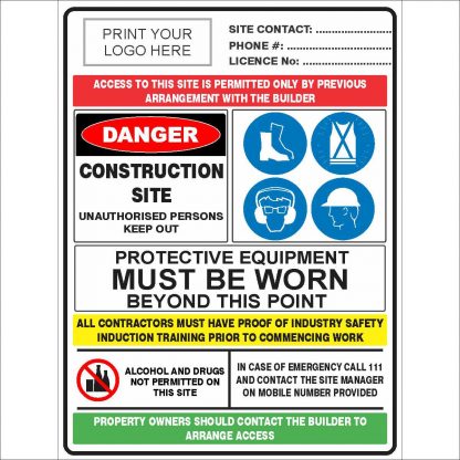 Construction Site Combination Sign