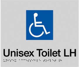 Braille Signs Accessible Toilet Left Hand Sign DTLH-SILVER