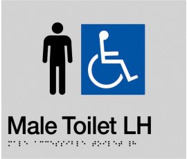 Braille Signs Male Accessible Toilet Left Hand Sign MDTLH-SILVER