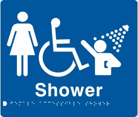 Braille Signs Female Accessible Shower Sign FDS-BLUE