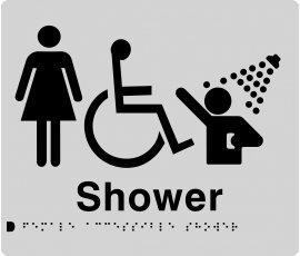 Braille Signs Female Accessible Shower Sign FDS-SILVER