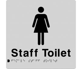 Braille Signs Female Staff Toilet Sign FSffT-SILVER