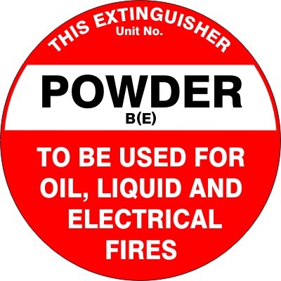 Fire Safety Signs EXTINGUISHER ID MARKER POWDER BE