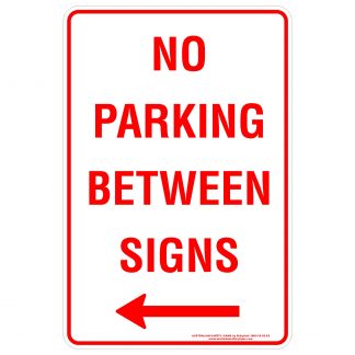 No Parking Between Signs Arrow Left