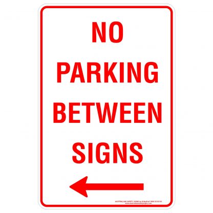 No Parking Between Signs Arrow Left