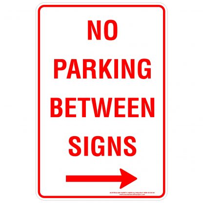 No Parking Between Signs Arrow Right