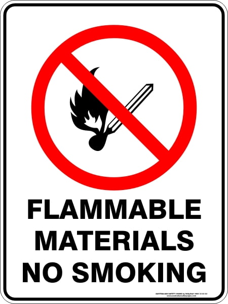 Prohibition Signs FLAMMABLE MATERIALS NO SMOKING
