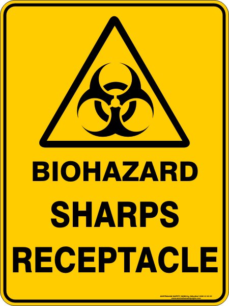 Warning Signs BIOHAZARD SHARPS RECEPTACLE