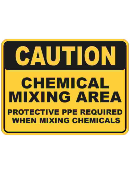 Warning Chemical Mixing Area Protective Ppe Required