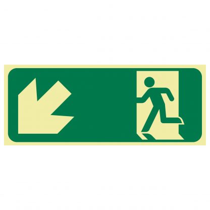 Exit Sign - Running Men Arrow Bottom Left