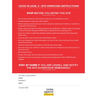 Covid-19 Level 3 - Site Operating Instructions Detailed