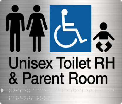 Male Female Disabled Toilet (right Handed) & Parent Room Stainless Steel (Braille)