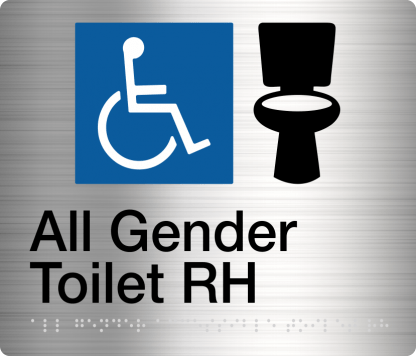 All Gender Toilet (right Handed) Stainless Steel (Braille)