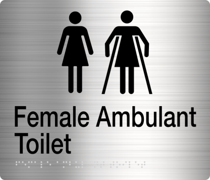 Female / Female Ambulant Toilet Stainless Steel (Braille)