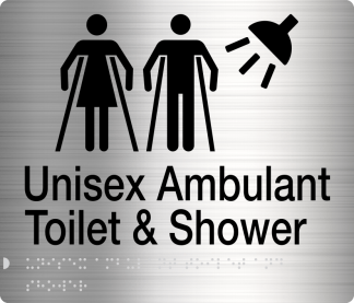 Male Female / Male Female Ambulant Toilet & Shower Stainless Steel (Braille)