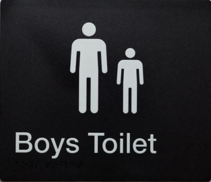 Boys Toilet White On Black (Braille)