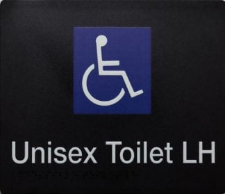 Unisex Toilet Lh White On Black (Braille)