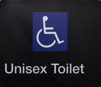 Unisex Toilet White On Black (Braille)
