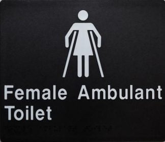 Ladies Ambulant Toilet White On Black (Braille)