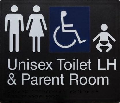 Unisex Toilet Lh And Parent Room Disable Access 4 Symbols (Braille)