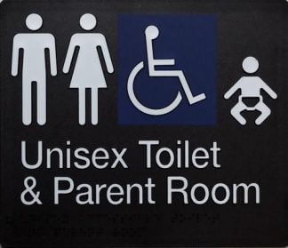 Unisex Toilet And Parent Room Disabled Access 4 Symbols (Braille)
