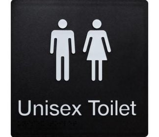 Unisex Toilet Sign Black Sign With 2 Icons (Braille)