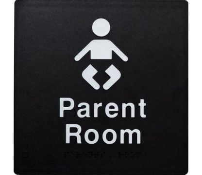 Baby Changing Room White On Black Baby Change Icon (Braille)