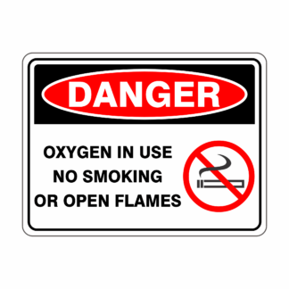 Oxygen In Use No Smoking Or Open Flames + Symbol