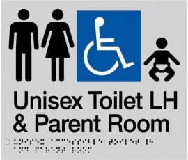 Unisex Accessible Toilet LH & Parent Room MFDTPLH-SILVER (Braille)