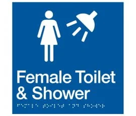 Female Toilet & Shower Sign FTS-BLUE (Braille)