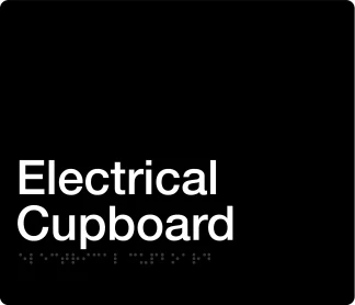 Electrical Cupboard Braille Sign - Black