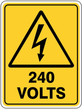 Warning 240 Volts with Symbol