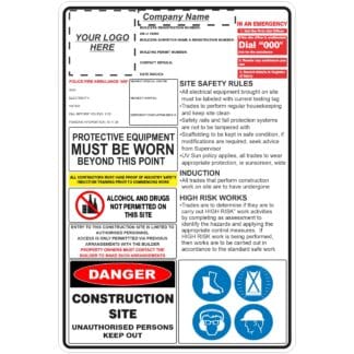 Construction Site Combination Sign (site Rules)