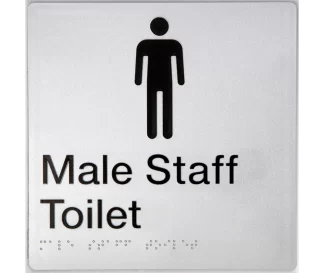 Male Staff Toilet Sign Silver (Braille)