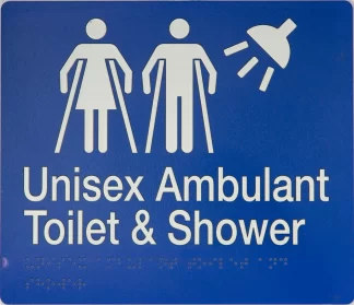 Unisex Ambulant Toilet & Shower Sign 2 Icons MFATS-BLUE (Braille)