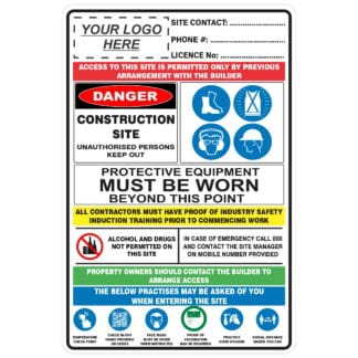 Construction Site Combination Signs With Covid Rules