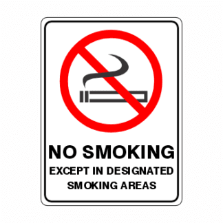 No Smoking Except In Designated Areas