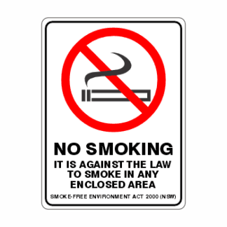 Smoke Free Environment Act (NSW) - No Smoking In Any Enclosed Area