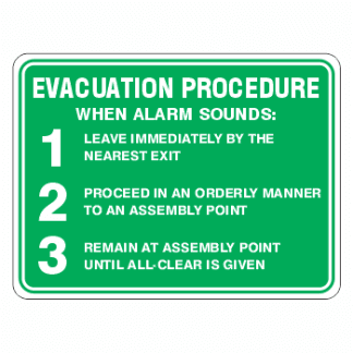 Evacuation Procedure Sign